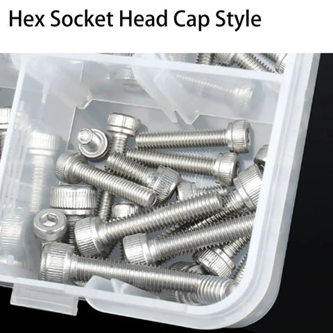 Rust Resistant 304 Stainless Steel Cup Head Hex Socket Screws Set With Nuts And Washers M3 M4 M5 Must Have For DIY Home Renovation Indoor Or Outdoor Use Bulk Pack Of 200 Pieces in organizer box