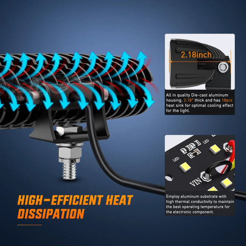 Two Pack 6 Inch 60W LED Pods heat dissipation and aluminum housing with Osram LED Chips for off-road use
