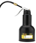 Pistol pump oiler, black metal, 500ml capacity, lever, straight spout (front view)
