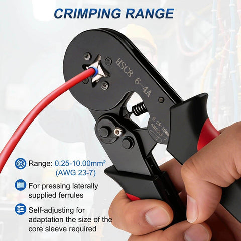 Premium Ferrule Crimping Tool Kit With 1800 Wire End Terminals For AWG 23 to 7 0.25 to 10mm2, crimping wire tool close-up
