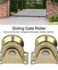 V Type Sliding Gate Roller Set With V Wheel Track Heavy Duty Steel Gate Accessories For Industrial And Home Shop Use Noiseless V Shaped Bracket Durable Gate Rollers In A 2 Pack