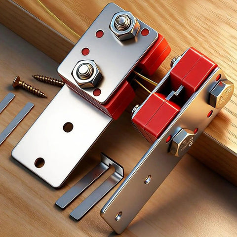Metal and red components of Pallet Strapping Tool With Thickened Ergonomic Handle And Easy Grip Belt Opener For Packaging