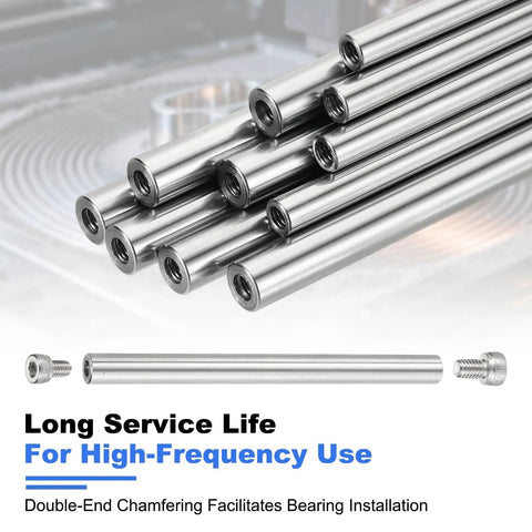 Two Pack Linear Motion Rod Guides 8mm By 150mm Drop In Ready Chrome End Hardened Hollow Steel Shafts With 4mm Inner Hole And M4 Screws For 3D Printers And CNC Machines