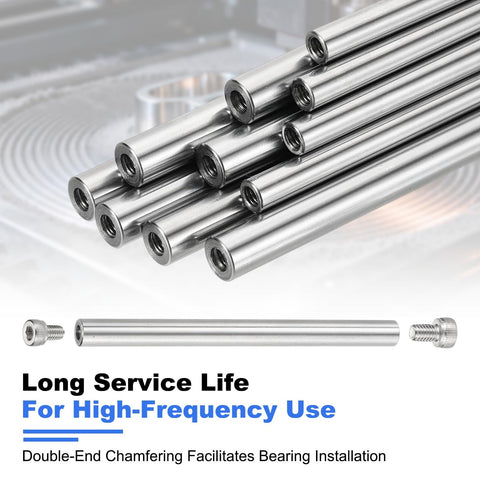 Beefy Linear Motion Rod Guide 6x100mm Chrome Plated Hollow Steel Shaft With 4mm Inner Hole And M4 Screws For 3D Printers And CNC Machines Smooth Glide Easy Mount High Precision Linear Guidance, chrome-plated steel rod with M4 screws