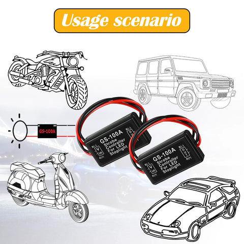 Hella Slick Pack Of Two High Brake Controller With Rapid Flashing Strobe And Snappy Blinker Relay Switch For 12 To 24 Volt Cars Trucks Motorcycles Black Abs Body Easy Install For Safer Drives displayed with two relay switches.