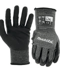 FitKnit Cut Level 7 Nitrile Dipped Work Gloves With Superior Grip ANSI A7 Cut Puncture 4 Flexible FitKnit Comfort Gray Black Large X Large US For Tough Jobs, showing front and back view of gloves with black palm and gray knit back