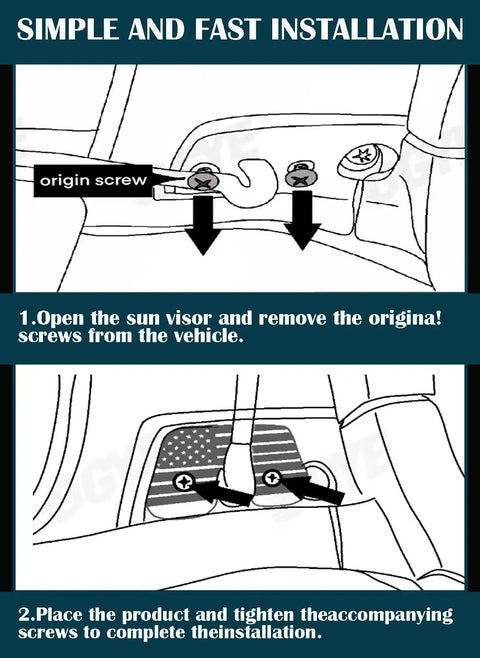 Installation guide for Aluminum Alloy Sun Visor Repair Kit For Jeep Wrangler JK JL And Gladiator 2018-2023 models
