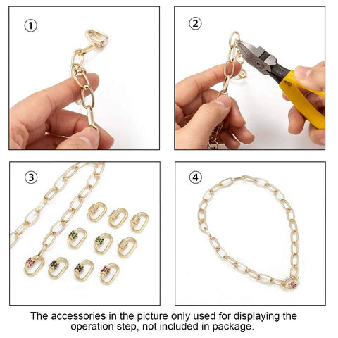 Mixed Color Micro Pave Cubic Zirconia Carabiner Lock Charms, Oval Clasp, Screw Locking Carabiners, 19x12mm DIY jewelry usage