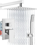 Shower Faucet Set With Rain Shower System And Handheld Spray Bathroom Shower Combo Rough In Valve And Trim Kit Polished Chrome Finish