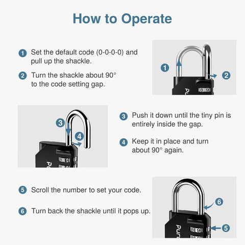 4 Digit Locker Padlock Waterproof Outdoor Lock For School Gym Sports Fences Toolboxes Gates Cabinets Hasps And More Built To Last Weather Resistant Easy To Set And Secure Lock It Down instruction guide image.