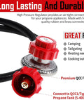 GasOne 2109-RED high-pressure propane regulator with red QCC-1 hose, 4 ft long