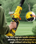 Two-In-One Electric Pole Pruning Shears With Detachable Handheld Cutter showing rotating handle feature