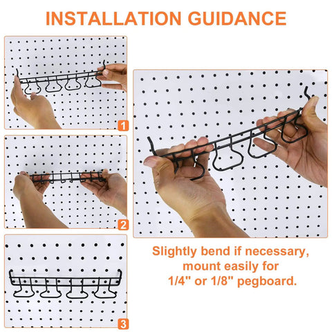 Installation guide for Sixteen Piece Pegboard Hook Set That Fits One Eighth And One Quarter Inch Boards With A Two Prong Grab Design