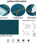 Blue Gold Peel and Stick Wallpaper Geometric Stripe Pattern Removable Self Adhesive Vinyl For Walls Easy Cut Grid Backing Waterproof Bedroom Decor 17.3 by 118 Inches pattern details