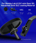 Upgrade Hardened Steel Extruder Gear Assembly for A1 Mini 3D Printer with Nano Coating, shown with gear and handle.