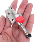 Hand holding a single toggle clamp from 4 Piece Heavy Duty Toggle Clamps Set Iron Push Pull Fixed Workholding Devices For Woodworking