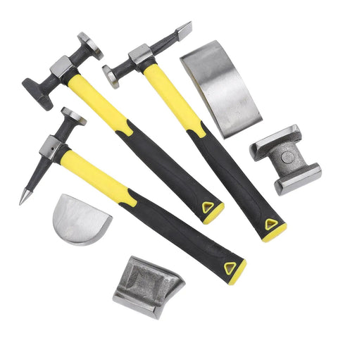 7 Piece Auto Body Repair Kit With Carbon Steel Hammer And Dolly Set For Dent Removal, Heavy Duty Sheet Metal Tools product image