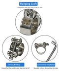 Heavy Duty T Bolt Hose Clamps Kit, 28 Piece Six Size Assortment, 304 Stainless Steel close-up of clamp assembly and installation detail