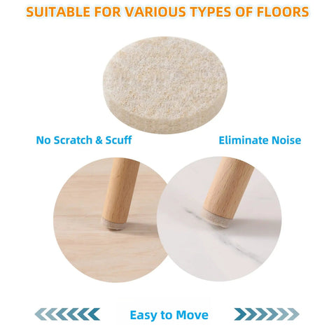 Self Adhesive Felt Furniture Pads Three Quarter Inch Round For Hardwood Floors Protects Flooring Anti Scratch 96 Pcs Chair Feet Sliders Move Furniture Smoothly And Quietly