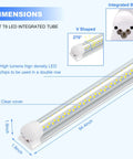 Diagram of 8 Foot T8 LED Shop Light Kit 120W 12,000 Lumens 6500K Daylight White V Shape 4 Rows With Integrated Clear Cover Linkable Fixture