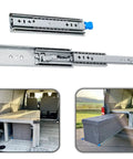 Heavy Duty Drawer Slides 1050mm Pair Full Extension Side Mount Ball Bearing Cabinet Tracks 120kg Load Capacity shown in extended position.