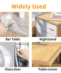 Clear Self Adhesive Corner Protectors And Edge Guard Tape For Baby Safety Flexible Bumper Strips used on bar table, nightstand, glass door, and table corner.