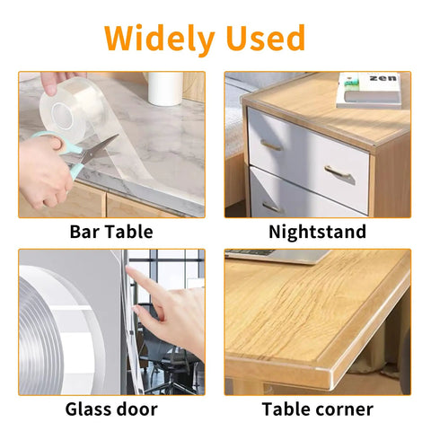 Clear Self Adhesive Corner Protectors And Edge Guard Tape For Baby Safety Flexible Bumper Strips used on bar table, nightstand, glass door, and table corner.