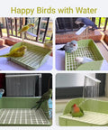 Automatic Bird Bath Shower With Pump For Parrots And Small Birds, Quiet Running Water Bathing Station For Cages shown with birds.