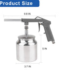 No Nonsense Undercoating Spray Gun Kit With 25 Oz Suction Feed Cup And Stainless Steel Body dimensions 9.8 IN x 5 IN and 3.7 IN.