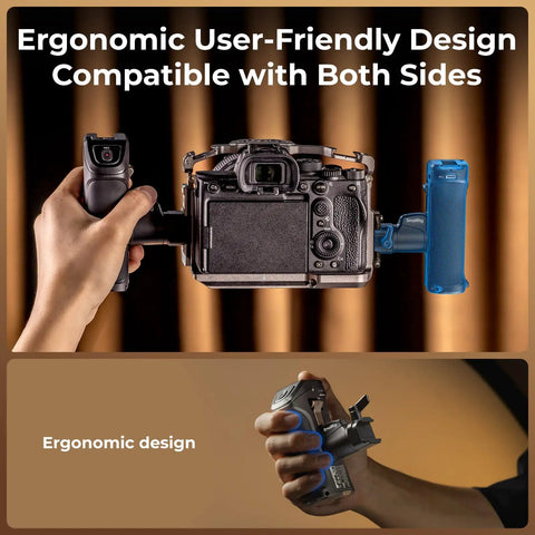 Rotating Side Handle With REC Trigger For Alpha Mirrorless Cameras, ergonomic design with secure grip in hand.