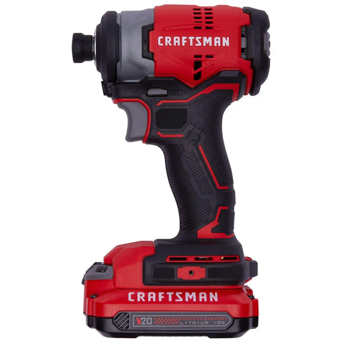 Side view of V20 Max Impact Driver Cordless Kit With Brushless Motor And Beast Mode Power, Variable Speed Trigger