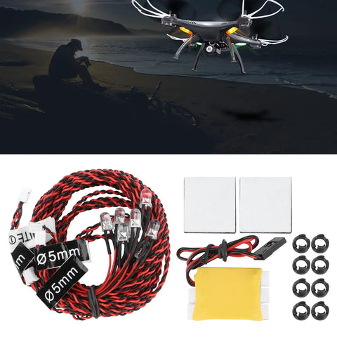 LED Light Kit For RC Airplane Night Flying, Easy Install, Transmitter Channel Controlled Lighting Modes, Helps You Track Direction
