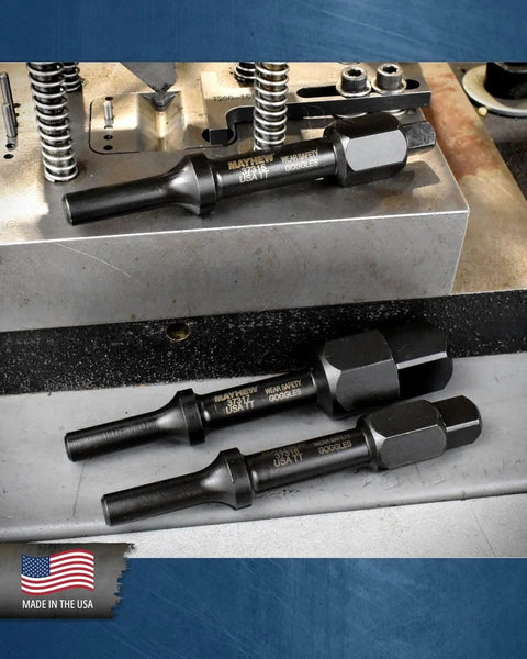 Mayhew Tools 32058 pneumatic bolt breaker set, 3-piece, black steel bits with hex heads, USA-made