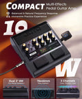 Palm Sized 10W Electric Guitar Amp And Multi Effects Pedal With Footswitch, 14 Amp Models, 3 Band EQ, JAM Buddy II, Black