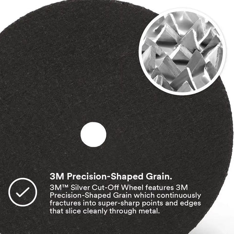 Close-up of Silver Cut Off Wheel for Pipe Cutting and Metal Fabrication, Four Inch Diameter, Three Eighths Inch Arbor