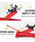 Hydraulic Transmission Floor Jack 1/2 Ton Low Profile Roll Under Lift For Auto Shop And Garage, Heavy Duty 1000 Lb Capacity Hoist, side view