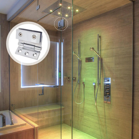 Heavy Duty Zinc Alloy Glass Door Hinge With Silver Finish For Bathroom And Wine Cabinets, Delivers Long Life And Smooth Even Opening And Closing Forces, Brushed Surface Resists Wear For Frameless Showers And Cabinets on frameless glass shower door