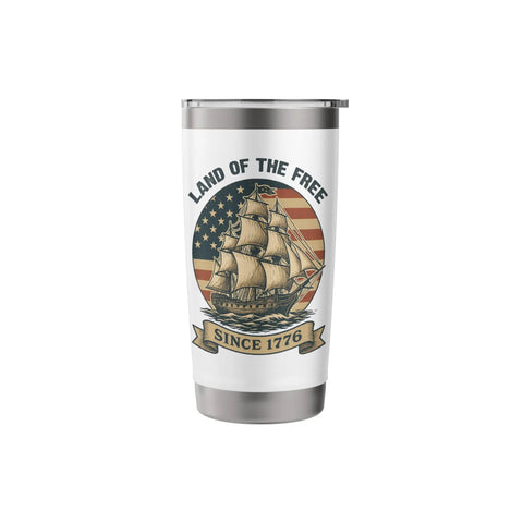 Patriotic Stainless Steel Insulated Tumbler With US Flag Sailboat Design, Keeps Drinks Cold Or Hot, Great 4th Of July Gift