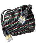 Flat Nylon Braided Cat7 Ethernet Cable 25 Ft Dope Ultra Slim And Heavy Duty Shielded Pure Copper LAN Cord Delivers 10Gbps