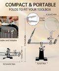 Hands Free Magnifier Station With 2.5X Glass Lens Dual Adjustable Alligator Clips On 4 Way Swivels Heavy Base For Soldering Crafting