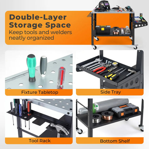Built Tough Rolling Welding Table With 1200 Pound Support Go Wherever You Want Heavy Duty Metal Workbench Offering Heat Resistant Plate Rapid Clamping Slots Integrated Tool Shelf For Badass Garage Project Crews