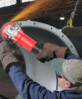 Worker using Beast 850W Angle Grinder With 5 Inch Discs 7 Amp Corded Cut Off Tool 360 Degree Guard 12000 RPM For Metal Stone Wood Cutting