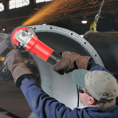 Worker using Beast 850W Angle Grinder With 5 Inch Discs 7 Amp Corded Cut Off Tool 360 Degree Guard 12000 RPM For Metal Stone Wood Cutting