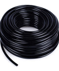 100 Ft One Quarter Inch Blank Distribution Tubing for Drip Irrigation, flexible black garden hose coiled for landscaping use