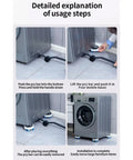 Heavy Duty Furniture Sliders And Appliance Moving Wheels With Reinforced Metal Build, showing installation steps for washers.