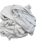 White Knit Cleaning Rags 25 Lb Box Recycled Cotton Blend T Shirt Material Low Lint Absorbent Durable Budget Friendly All Purpose Wiping Cloths