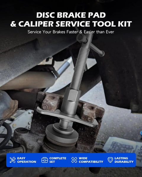 Orion Motor Tech brake caliper wind-back tool kit with thrust bolt, gray metal components and case