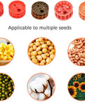 Corn And Soybean Seeder Hand Push Roller Seeder No Fuss Seeding And Fertilizer Applicator seed types displayed in circles