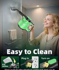 Using 12In1 Steam Mop With Detachable Handheld Cleaner to clean a shower, highlighting its efficient and chemical-free steam power.