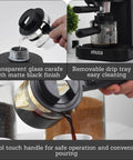 Straight Up Home Barista Vibes With This Compact 4 Cup Electric Espresso And Cappuccino Maker Featuring A Durable Milk Frothing Pitcher For Quick Daily Grind Sessions. Transparent glass carafe with matte black finish.